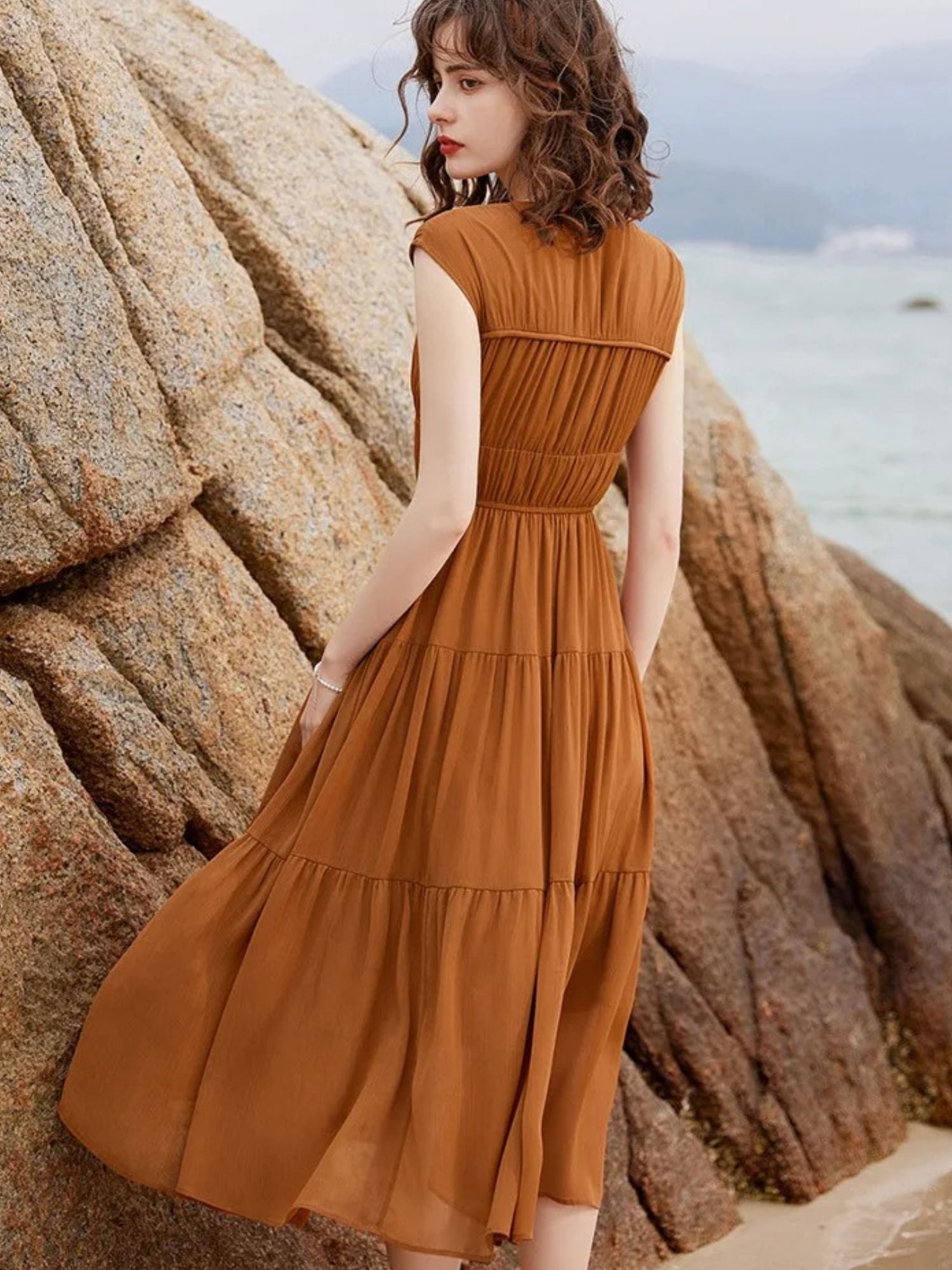 Women’s V-Neck Maxi Dress with Bow