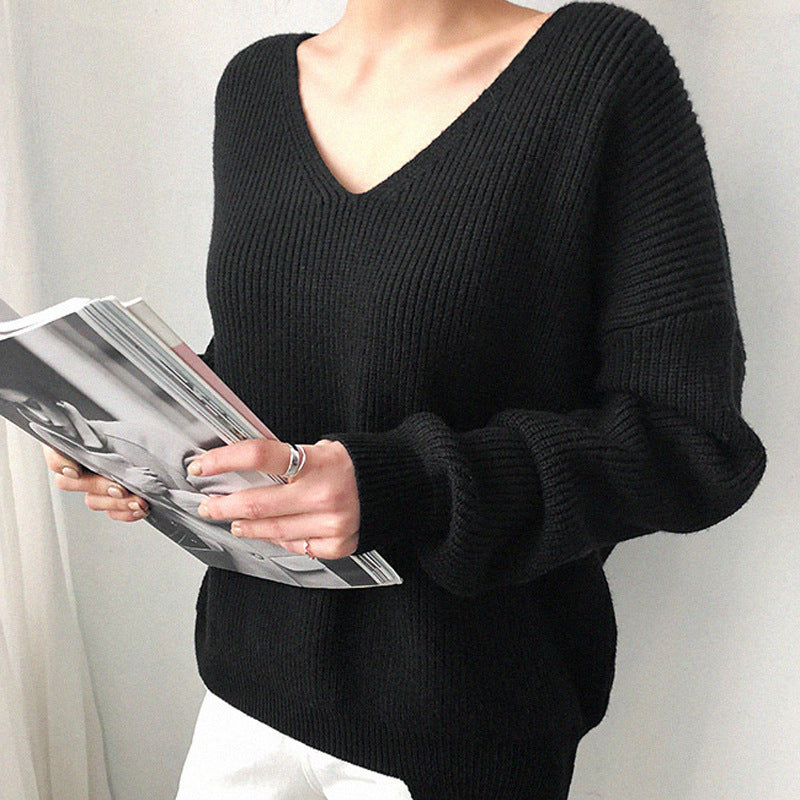 Women’s V-Neck Ribbed Jumper