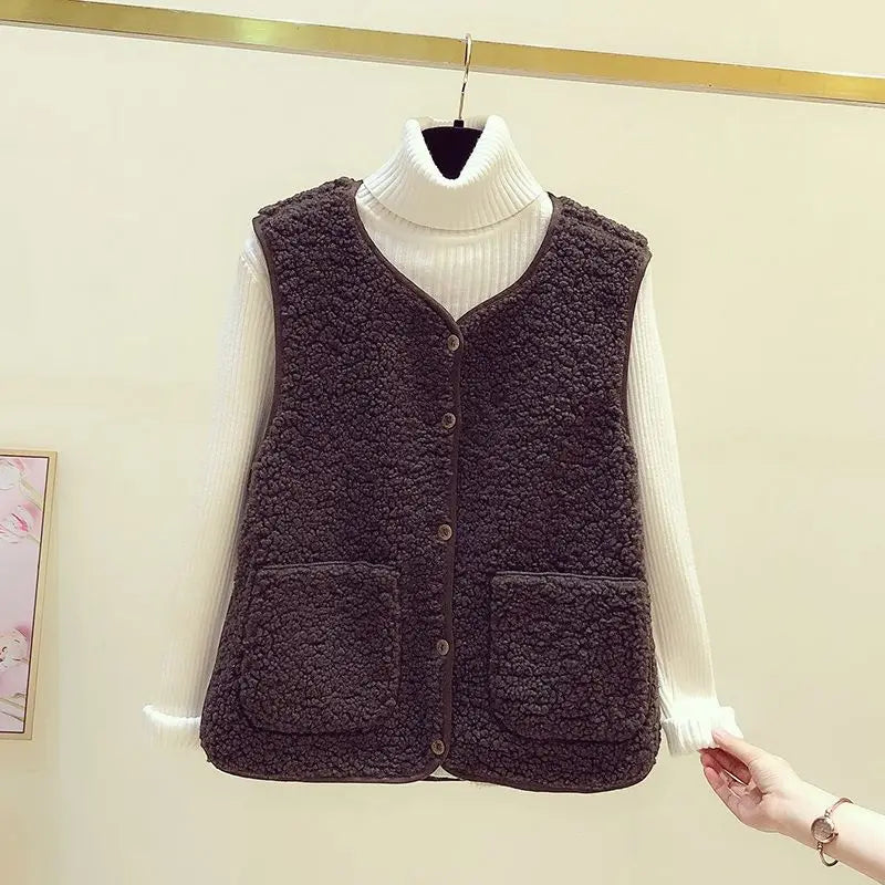 Women's Vest with Button Closure and Pockets