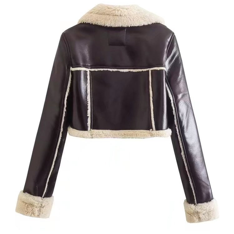 Women’s Winter Jacket with Lapel, Short Length and Long Sleeves