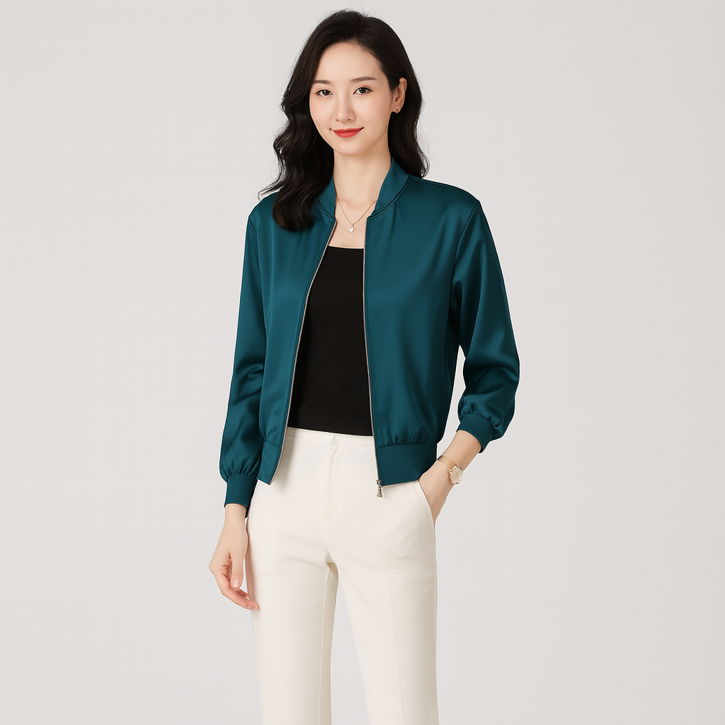 Women’s Zip-Front Jacket with Loose Fit