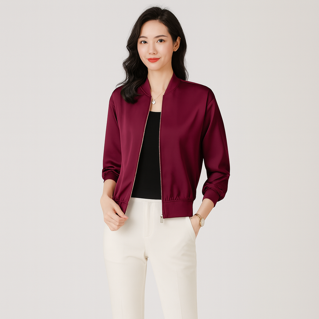 Women’s Zip-Front Jacket with Loose Fit