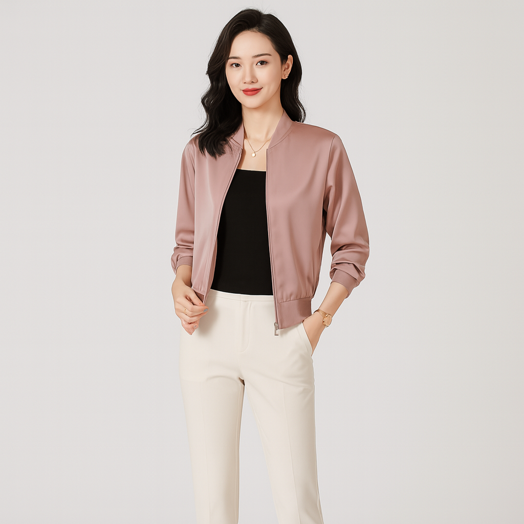 Women’s Zip-Front Jacket with Loose Fit