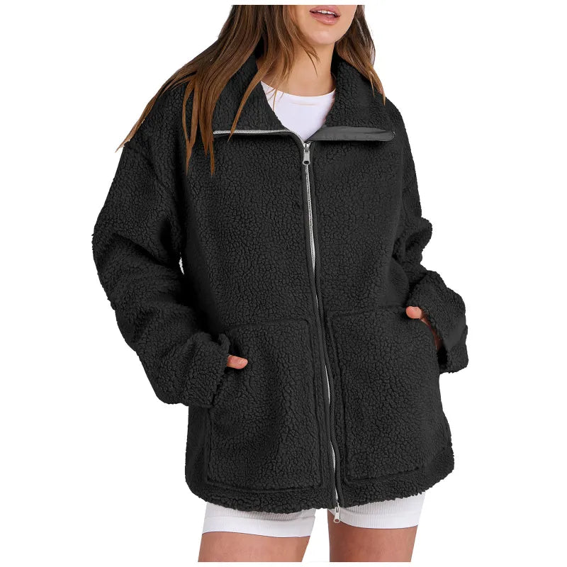 Haizel - Women's Plain Coat with High Collar