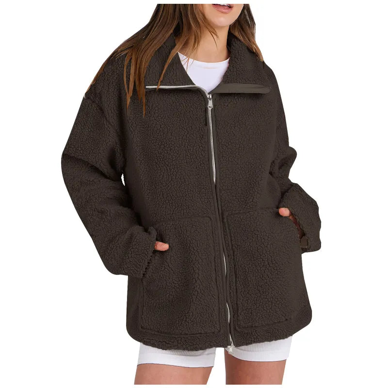 Haizel - Women's Plain Coat with High Collar