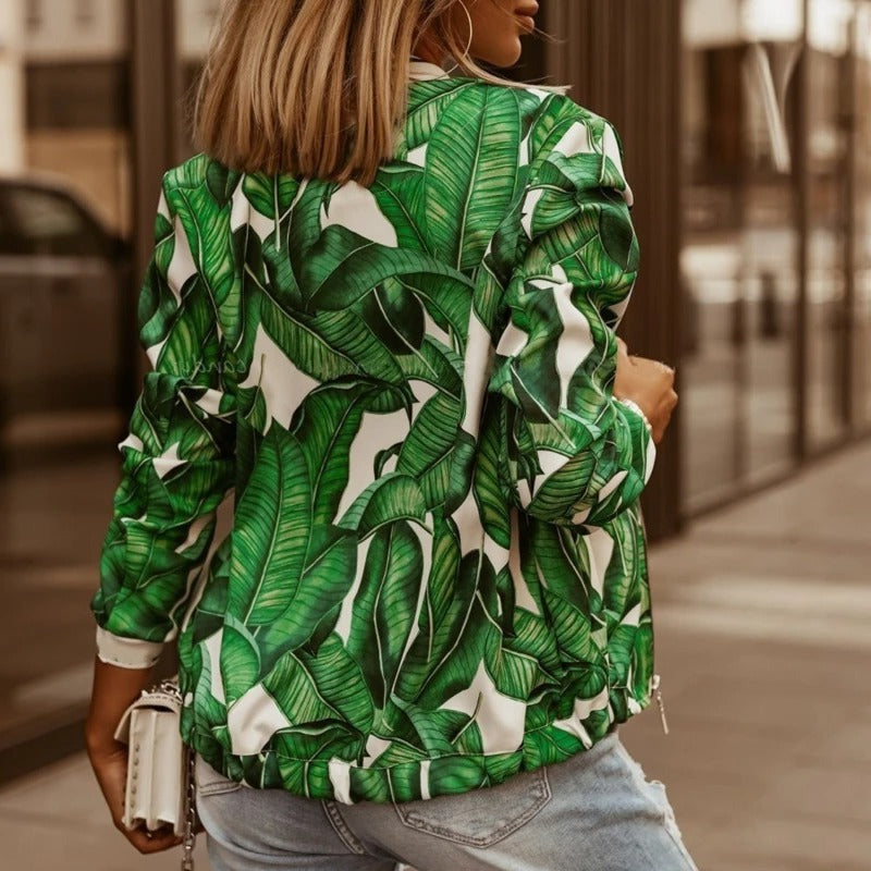 Flora - Women's Printed Jacket with Zip and Collar for Spring