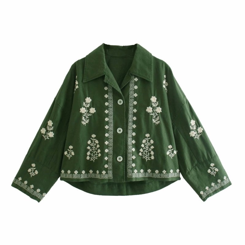 Bryelle - Women's Linen Jacket with Embroidery