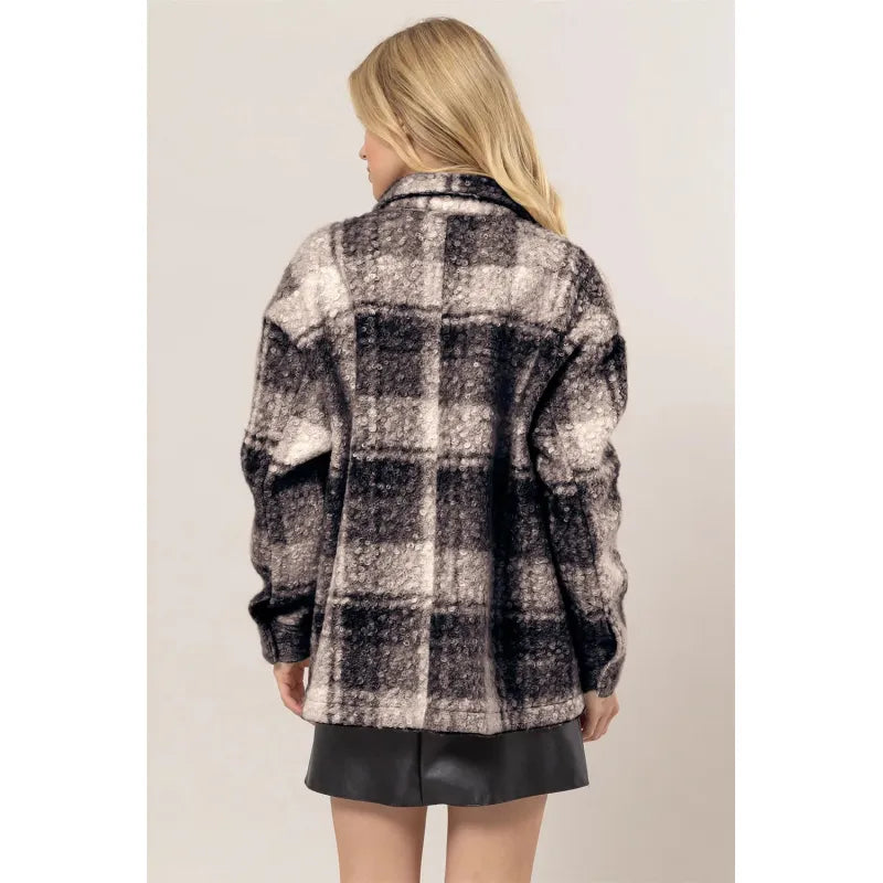 Korah - Checked boucle jacket with button fastening