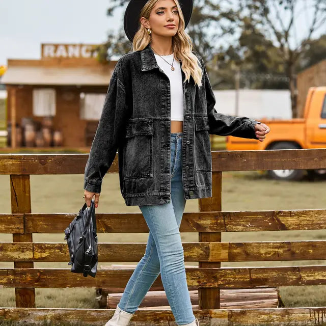 Women's Denim Jacket with Button-Front