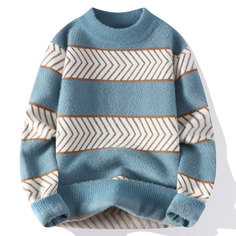 Claudio - Men's Striped and Patterned Sweater