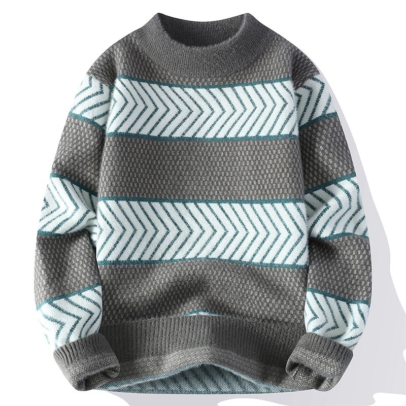 Claudio - Men's Striped and Patterned Sweater