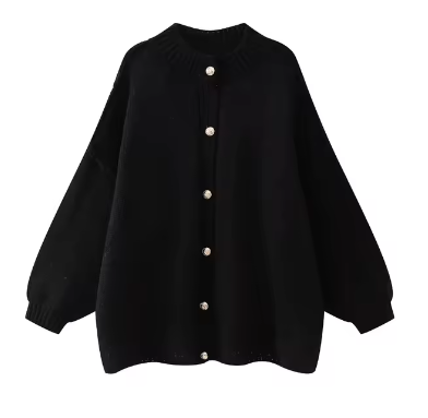 Bianca - Women's Casual Cardigan with Metallic Buttons