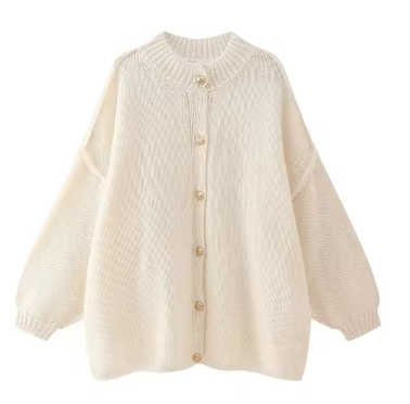 Bianca - Women's Casual Cardigan with Metallic Buttons