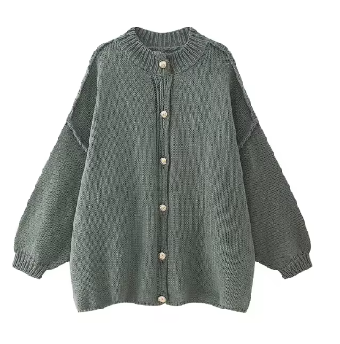 Bianca - Women's Casual Cardigan with Metallic Buttons