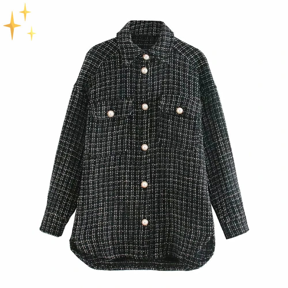 Jackie - Vintage Tweed Shirt Jacket with Check Pattern