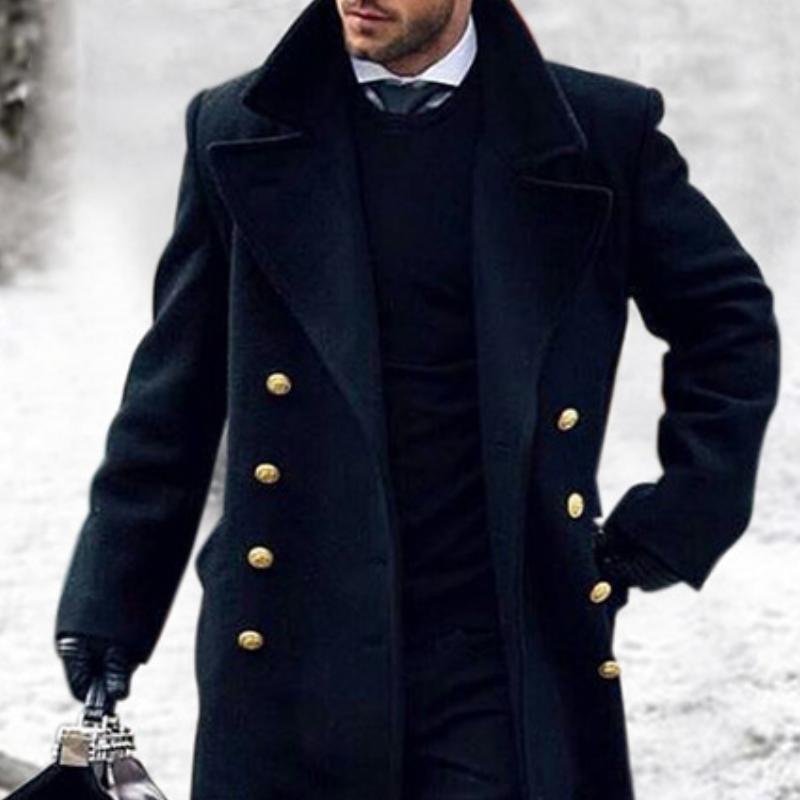 Arthur - Men's Double Breasted Coat with Lapel Collar