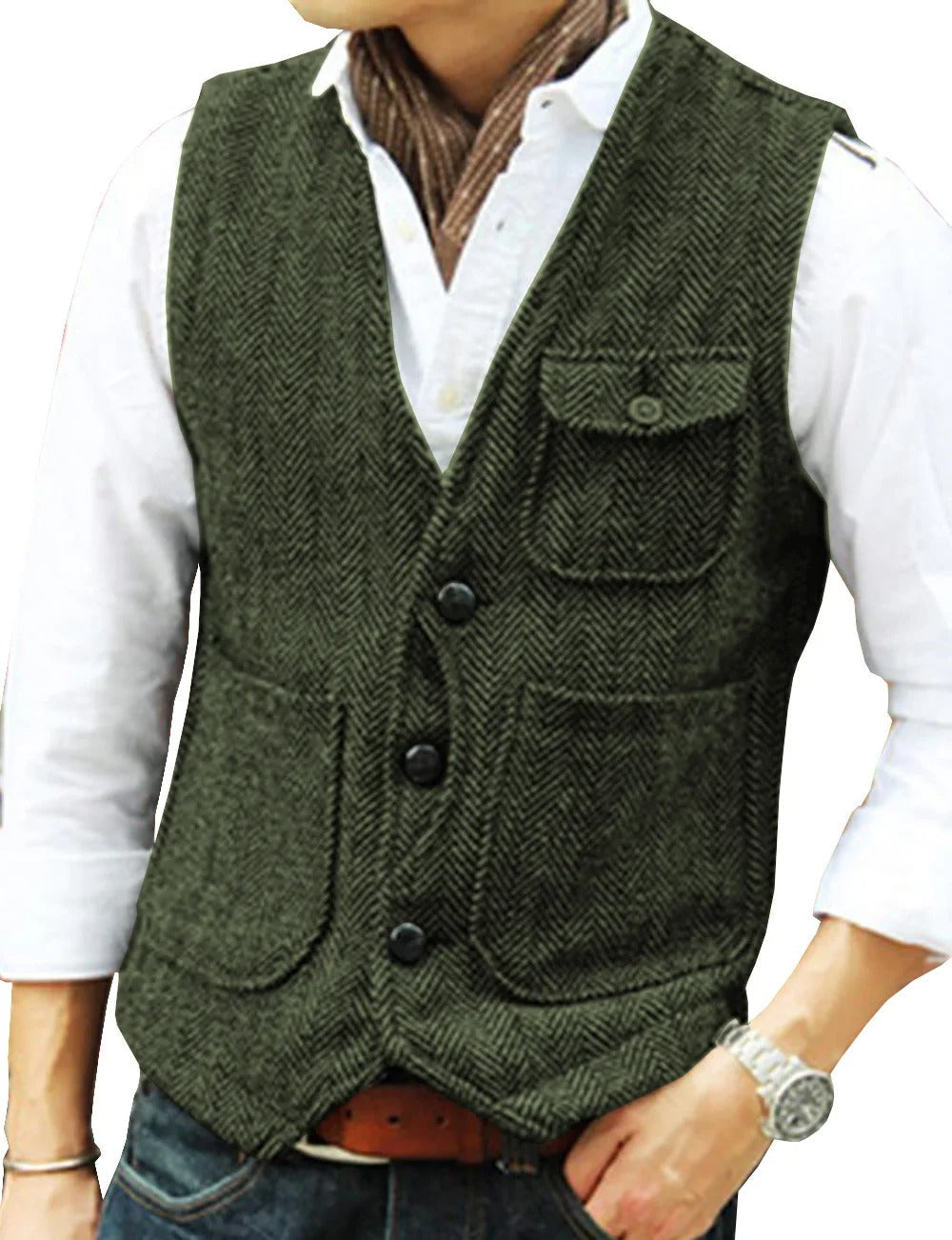 Maverick - Men's Vintage Tweed Sleeveless Vest