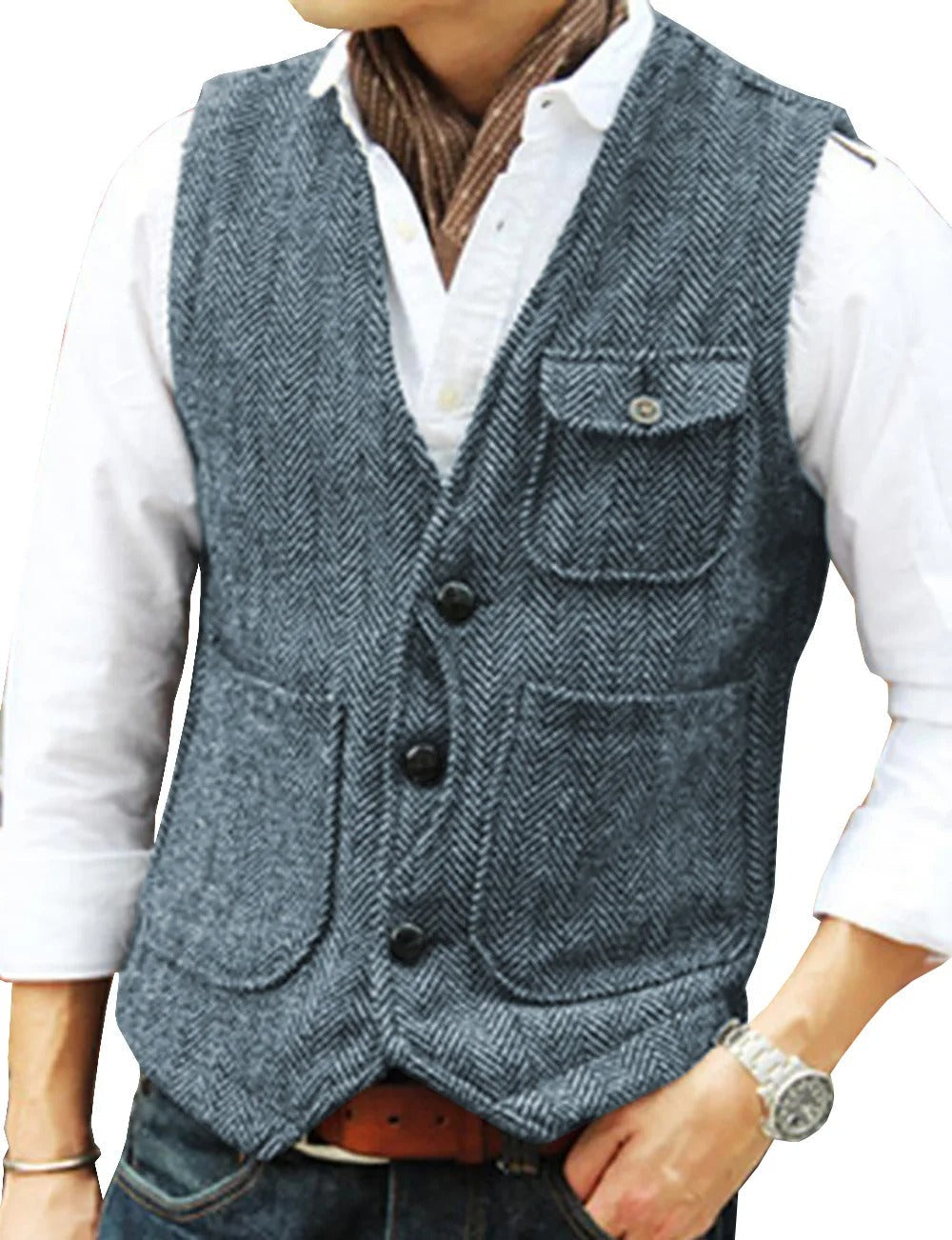 Maverick - Men's Vintage Tweed Sleeveless Vest