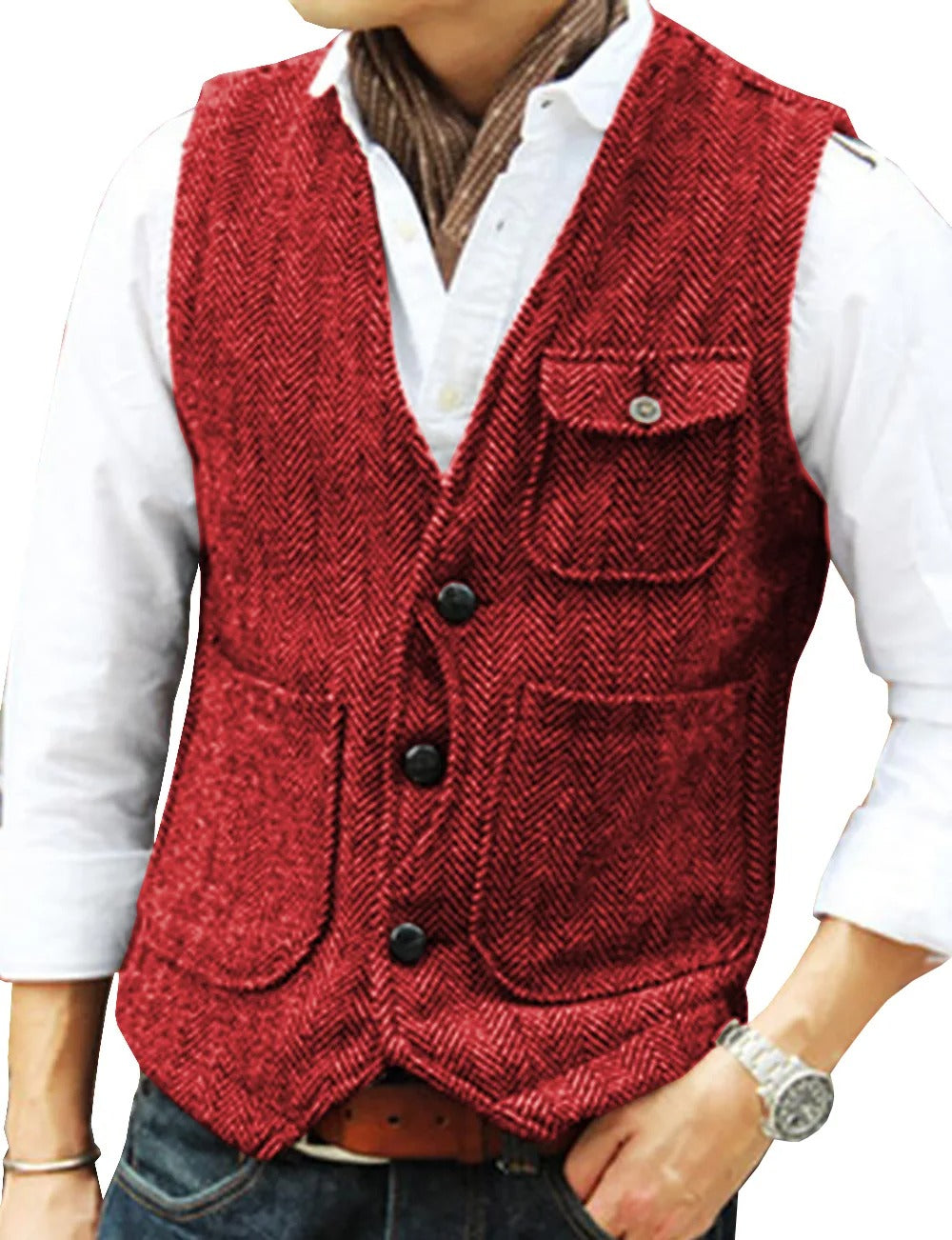 Maverick - Men's Vintage Tweed Sleeveless Vest