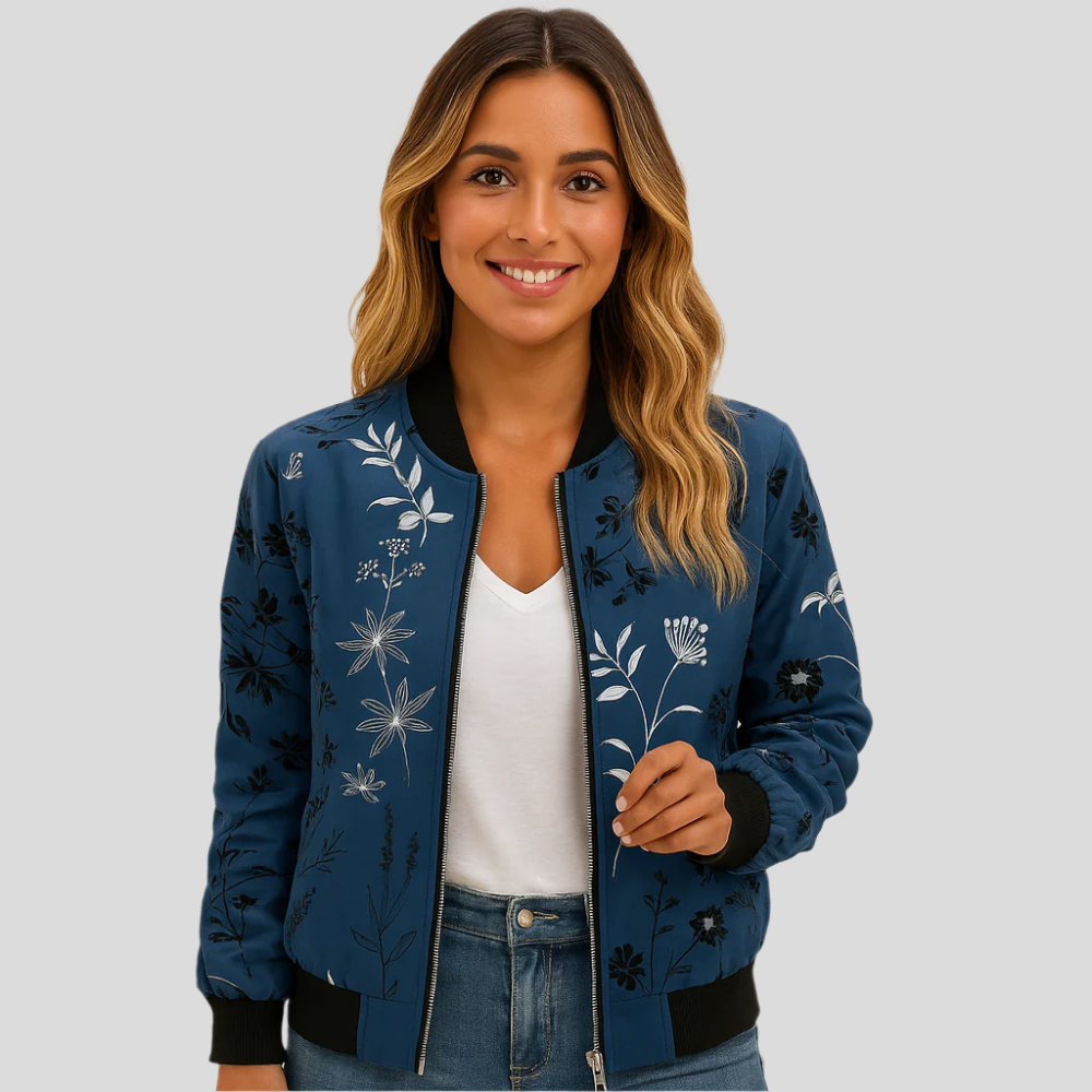Women’s Floral Bomber Jacket with Print